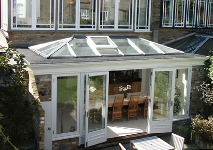 Modern Orangery kitchen extension on Fulham house in South West London